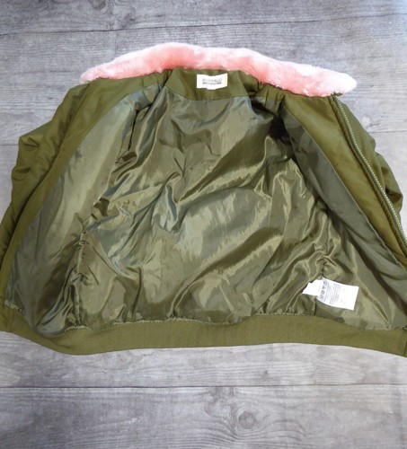 Buffalo David Bitton Jacket Bomber Green Pink Faux Fur BUbblegrunge Girls 6X - Picture 8 of 11