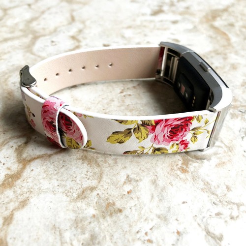 FL-3-CH Soft Leather Floral Band Strap with Adapters for Fitbit Charge 6 5 and 4 - Picture 5 of 6