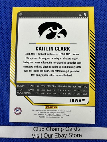 2024 #5 Caitlin Clark Panini-Caitlin Clark Collection Donruss Metalized Iowa - Picture 2 of 2