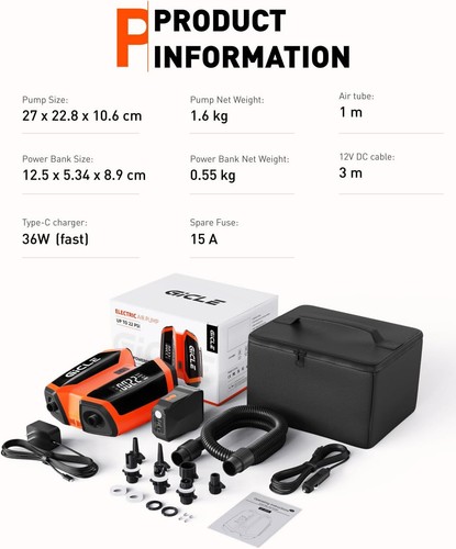 Gicle Paddle Board Pump Rechargeable-Portable 22psi Sup Inflator Rechargeable - Picture 8 of 8