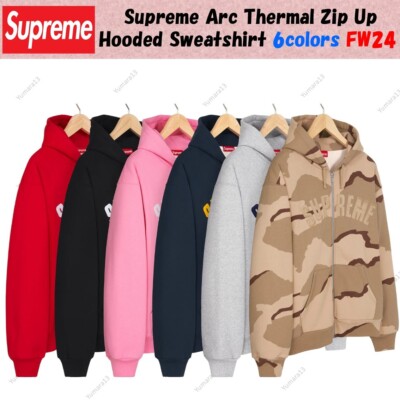 トップス SUPREME Arc Logo Thermal Zip Up Hoodie L Arc Thermal Zip Up Hooded Sweatshirt Red Men's - FW24 - US