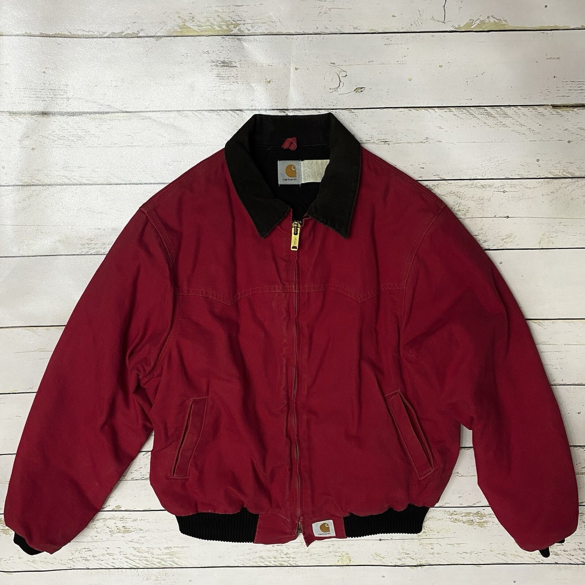 carhartt チョアコート レッド Vtg Carhartt Jacket Red XL Corduroy Collar Workwear USA Made