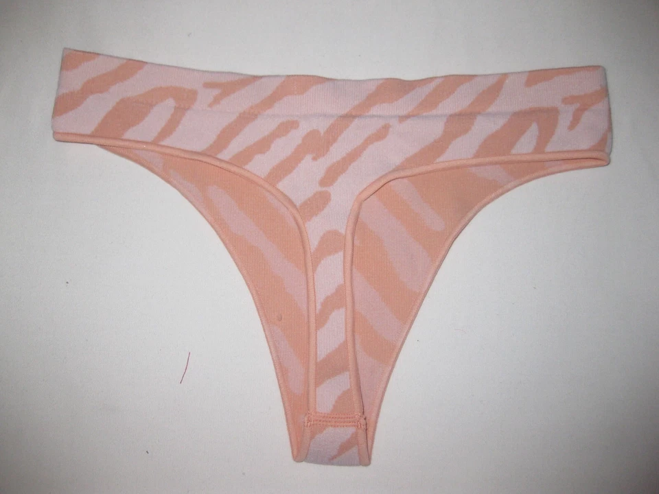 Bragas tanga Shein sin etiquetas sin costuras punto acanalado estampado cebra S naranja/rosa nip años 80 Foto 2 de 4