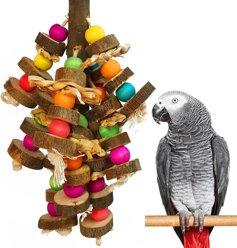 Vogelspielzeug, natürliches Papageienspielzeug aus gepfeffertem Holz für afrikanische graue & große Vögel - Bild 7 von 12