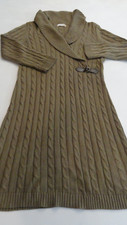 Calvin Klein Knit Sweater Dress Brown Long Sleeve Knee Length Sz M Acrylic