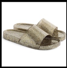 NWT J.Crew Pool Slide Sandals in Grey/Gold