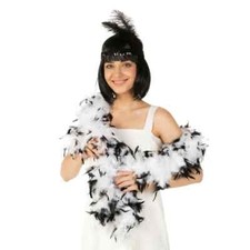 Feather Boa White & Black Burlesque Hen Night Fancy Dress Costume Accessory 1.8M