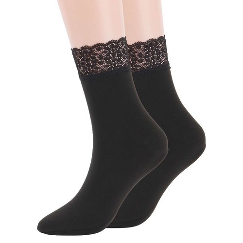 1~3 Pairs Elegant Womens Socks Lace Trimmed Crew Socks Ankle Cotton Socks Plain - Picture 14 of 18