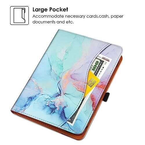 Universal Case for 7inch-8inch Tablet,Multi-Viewing Angels PU Marble Blue - Foto 6 di 6