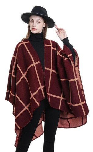 Women Winter Knitted Faux Cashmere Poncho Capes Plus Size Shawl Cardigans Swe... - Picture 2 of 7