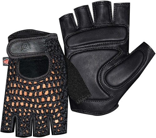 WEIGHT LIFTING MESH REAL LEATHER GYM TRAINING FITNESS DRIVING WHEELCHAIR GLOVES - Picture 2 of 3