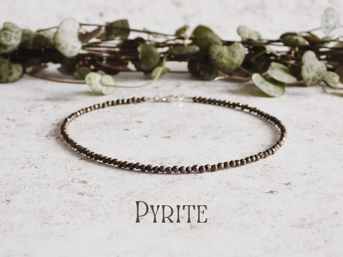 Cavigliera cristallo chakra perline sfaccettate pirite naturale 2 mm gioielli donna regalo estate - Foto 2 di 5