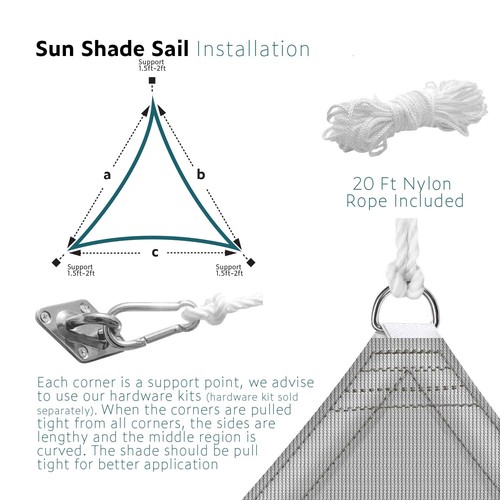 Sun Shade Sail Triangle Canopy Cover UV Block Sunshade for Yard Garden Outdoor - Picture 84 of 97