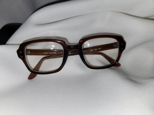 VTG USS 4 1/2-5 3/4 Brown Crystal Eyeglasses Frames Full Rim Oversized Nerd - Picture 23 of 23