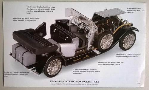 Rolls-Royce Siver Ghost Tourer (1925) : 2 Brochures FRANKLIN MINT (en français) - Foto 9 di 9