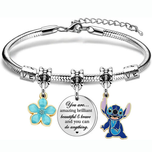 Girls Stitch Charm Bracelet Womens Lilo and Stitch Cute Jewellery Girls Gift - Picture 5 of 25