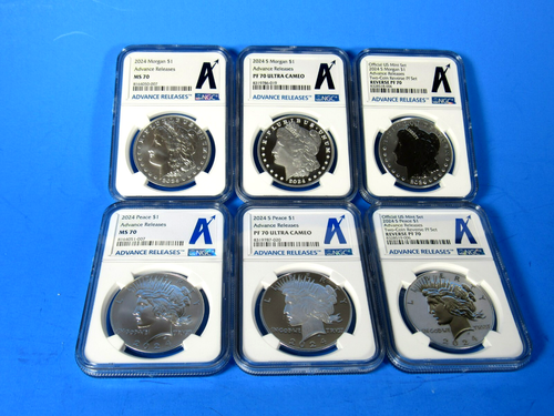 2024 S 6-Coin Set, Morgan/Peace Dollars NGC Ms/Pf/Rev. Pf 70 Advanced Releases - Picture 2 of 23