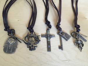Vintage-Cool-Alloy-Pendant-Adjustable-Real-Leather-Cord-Mens-Necklace-Chain-USA