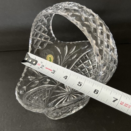 Waterford Crystal Etched Rose Flower Diamond Pattern Clear Basket - Picture 11 of 12