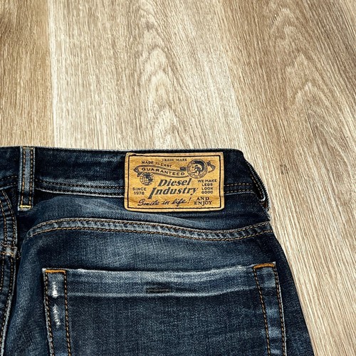 Stivali a mosca vintage anni 00 Y2K Diesel Jeans Zatiny 0073N 34x30 bottoni taglio lavaggio scuro - Foto 4 di 7