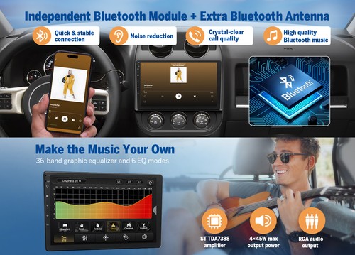 Radio de coche estéreo CarPlay 2+32 GB Jeep Compass Patriot 2010-2016 10,1" Android 13 - Imagen 11 de 20