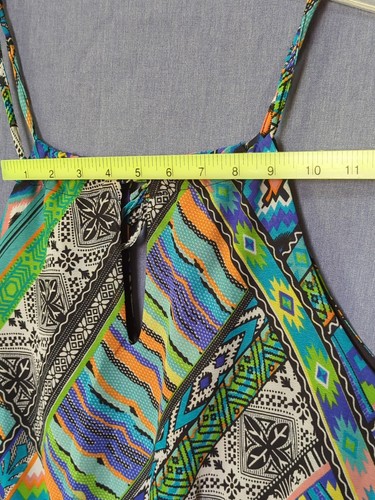 Shes Cool Halter Dress SZ XL Boho Festival Sheer Flow Artsy Print Beach Resort - Picture 9 of 13