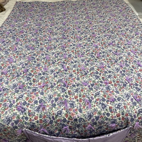 Handmade Purple Floral Throw Blanket To Pillow Conversion 43” X 69” - Picture 3 of 15