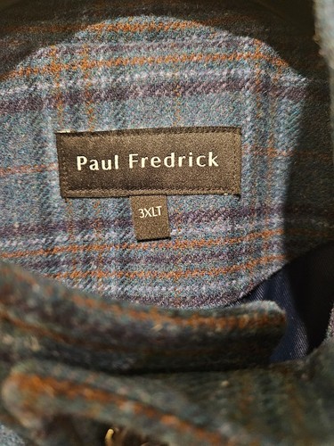 Paul Frederick Wool Blend Teal Plaid Car Coat – 3XL Tall NEW w/tags Free Ship - Picture 7 of 18