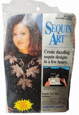 2 Distlefink Designs Sequin Art Kits ~ Autumn Leaves & Teddy Bear in Sleigh