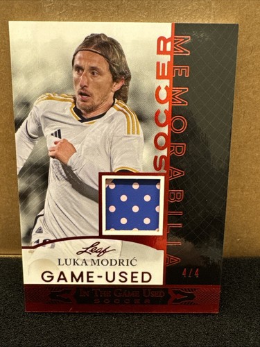 2024 Leaf In The Game Used Sports Memorabilia Red Luka Modric 4/4 Jersey - Picture 1 of 5