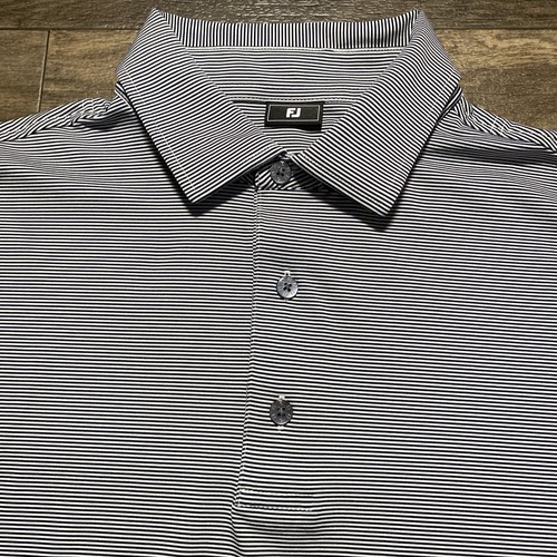 FJ Shirt Men's L MicroFeeder Stripe Lisle ProDry Performance Golf Polo MERCEDES - Picture 6 of 9