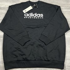 Adidas Women's Small All SZN Fleece Graphic Black Sweatshirt Loose Fit HZ5740