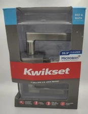 Kwikset Halifax Square Satin Nickel Privacy Bed/Bath Lock Door Handle  97300-896