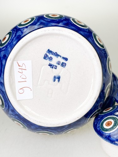 Boleslawiec Polnische Keramik Pfau Deckel Milchkännchen Krug - Bild 5 von 5