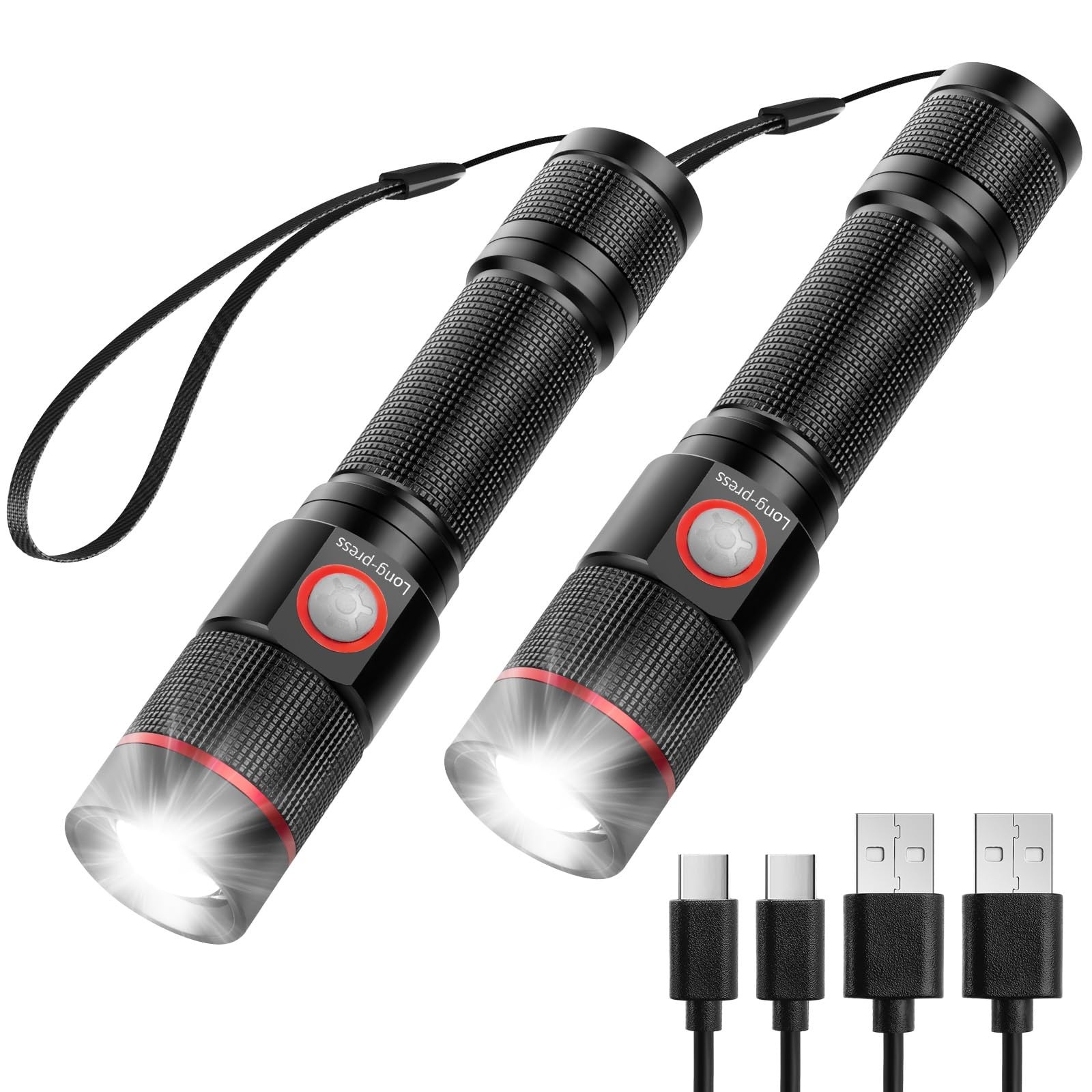 Lampe torche rechargeable LED compacte avec batterie USB-C pour voiture