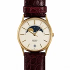 Vintage Seiko Moon Phase Date Mens Watch 32mm 7434-7008 Leather New Battery
