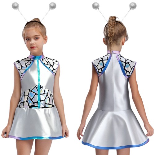 Kids Outfits Party Costume Metal Dress Movie Metallic Daily Sleeveless Space - Picture 31 of 44