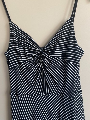 Bailey 44 schwarz weiß gestreift asymmetrisch roher Saum Spaghettiträger Kleid USA Größe S - Bild 8 von 24