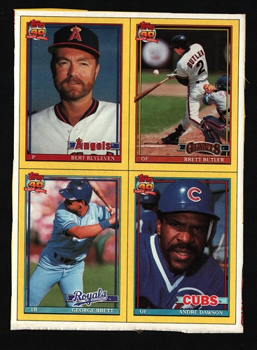 George Brett / Dawson /Blyleven /Butler 1991 Topps Box Bottom Card