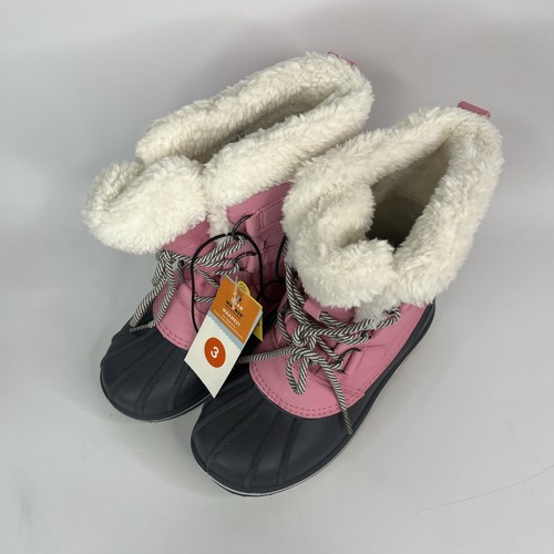 Cat & Jack Girls Lace Up Faux Fur Kit Winter Snow Boots Size 3 Brand New W Tags - Picture 2 of 7