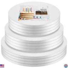 Kootek 12-Piece Round Cake Drum Set - 10", 12", 14" Boards, 1/2" Thick, White