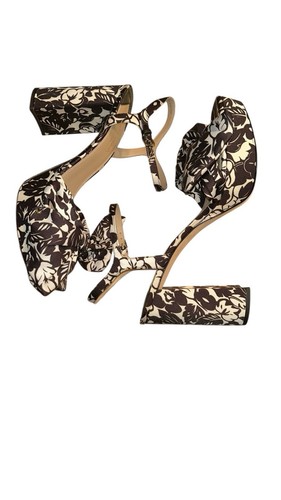 Kate Spade schwarz & weiß Print Knöchelriemen Blockabsatz Schleife Sandalen (Größe 11B) - Bild 7 von 10