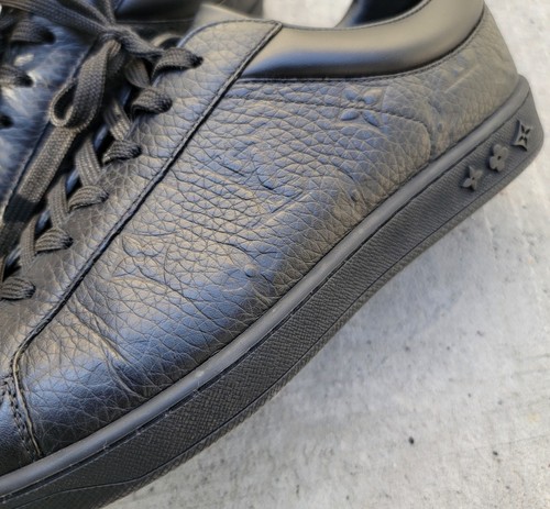 Louis Vuitton Luxembourg Monogram Leather Sneakers Mens LV Size 7 US 8 BLACK - Picture 5 of 14