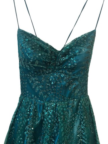 Blondie Nites Prom Dress Size 5 Windsor Emerald Green Corset Sequined WORN ONCE! - Picture 3 of 11