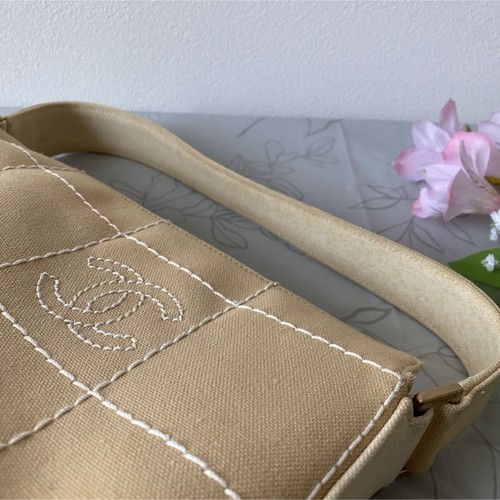 CHANEL One Shoulder Bag Canvas Coco Mark Chocolate Bar 8 Series From Japan - Picture 5 of 10