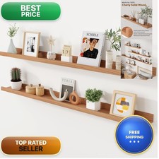 Axeman Cherry Picture Ledge Shelf 48 Inch Set of 2 Solid Wood Natural Cherry