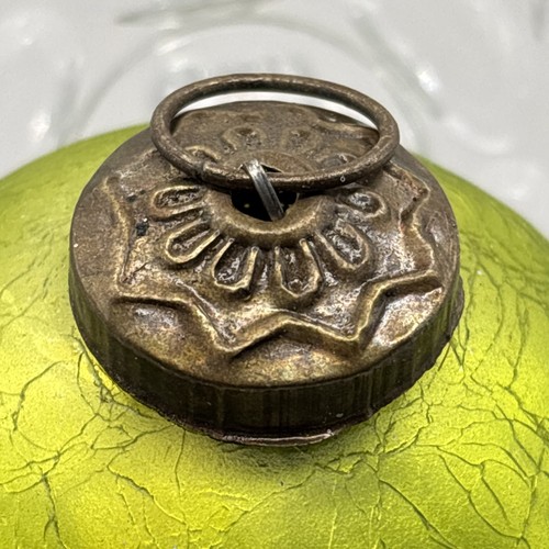 Kugel Ornament olivgrün Crackle Glas Holiday Merkur Vintage Weihnachtsbaum - Bild 2 von 4