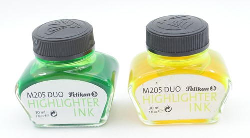 2 New 30ml Bottles Of Pelikan Highlighter Fountain Pen Ink - 1 Green, 1 Yellow - Picture 1 of 2