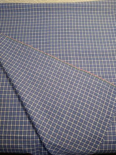 100% HOMESPUN FABRIC quilting material blue plaid 3 yards 45 wide primitive folk - Picture 4 of 7