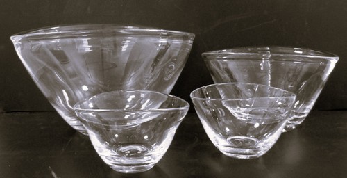 Simon Pearce mundgeblasene Glas Barre ovale Schalen 4er Set - Bild 1 von 16